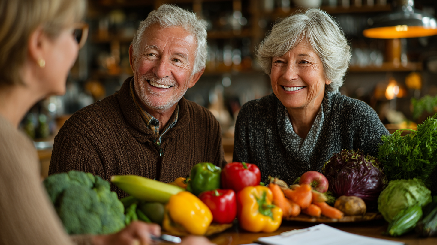 Щастливи възрастни хора се храннят заедно
